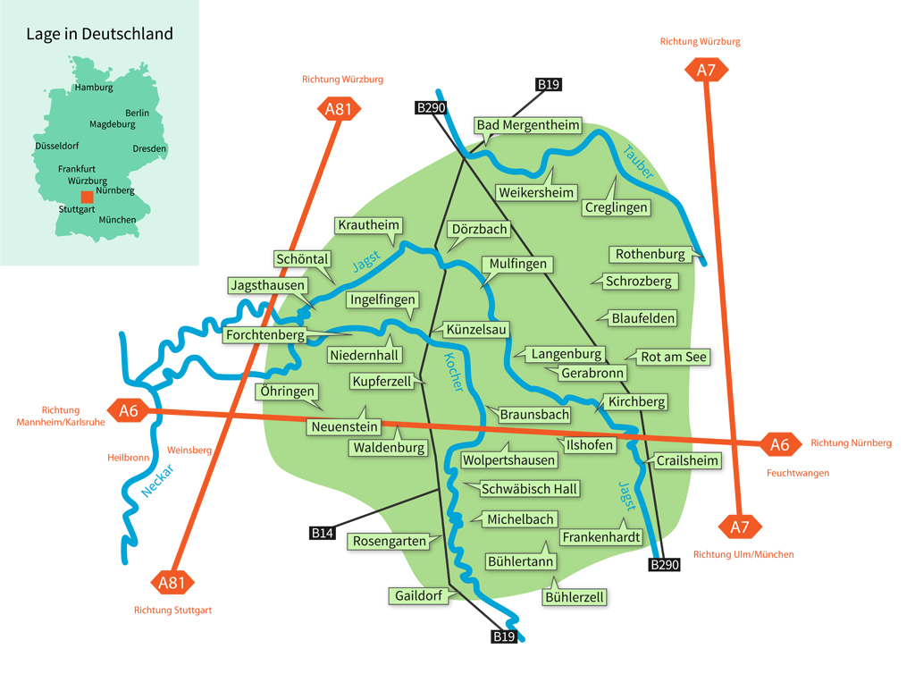 Landkarte Region Hohenlohe